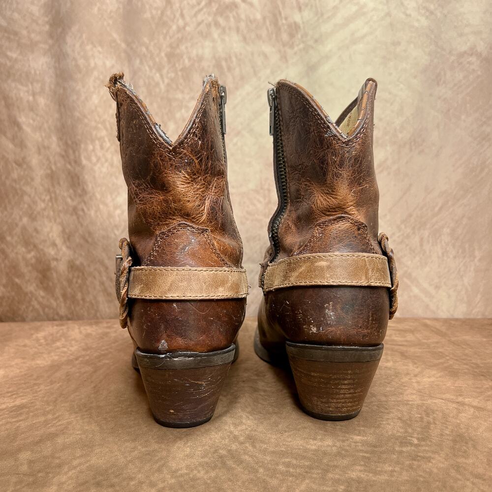 Durango Pointed Toe Ankle Western Cowboy Boot Spur Buckle Heeled Distressed - Picture 6 of 12